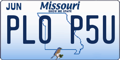 MO license plate PL0P5U