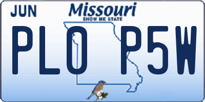 MO license plate PL0P5W