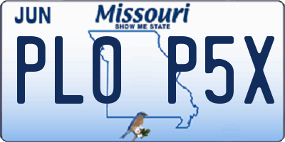 MO license plate PL0P5X
