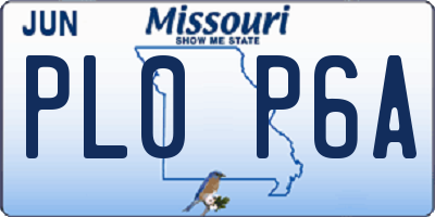 MO license plate PL0P6A