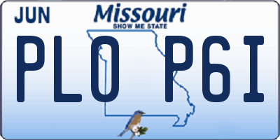MO license plate PL0P6I