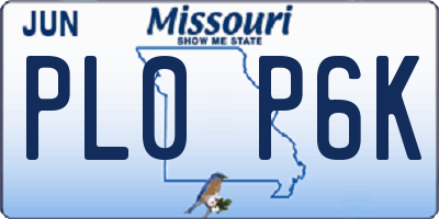 MO license plate PL0P6K