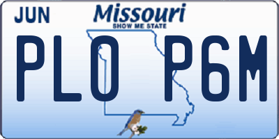 MO license plate PL0P6M
