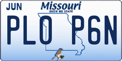 MO license plate PL0P6N