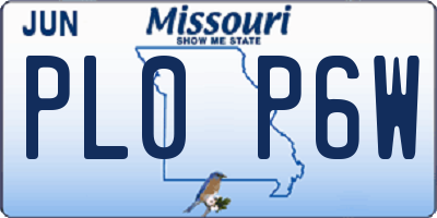 MO license plate PL0P6W