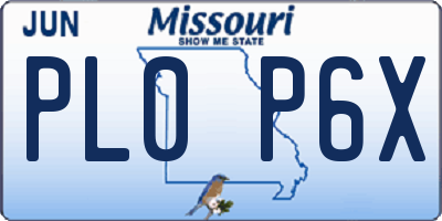 MO license plate PL0P6X