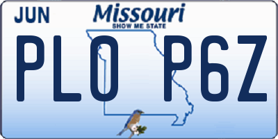 MO license plate PL0P6Z