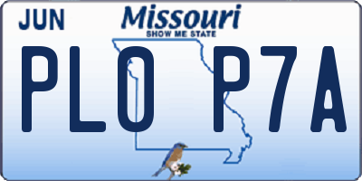 MO license plate PL0P7A