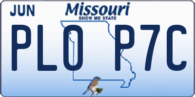 MO license plate PL0P7C