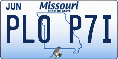 MO license plate PL0P7I