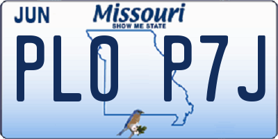 MO license plate PL0P7J