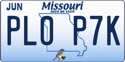MO license plate PL0P7K