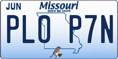 MO license plate PL0P7N