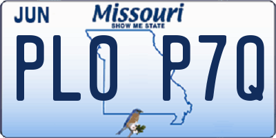MO license plate PL0P7Q