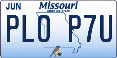 MO license plate PL0P7U