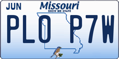 MO license plate PL0P7W