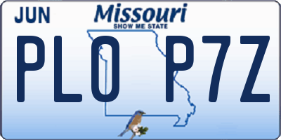 MO license plate PL0P7Z