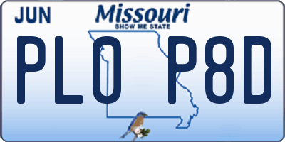 MO license plate PL0P8D