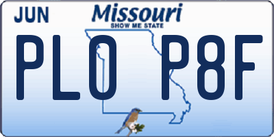 MO license plate PL0P8F