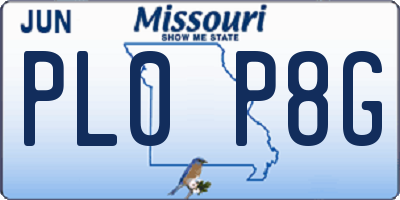 MO license plate PL0P8G