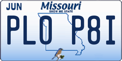 MO license plate PL0P8I