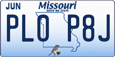 MO license plate PL0P8J