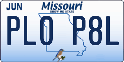 MO license plate PL0P8L