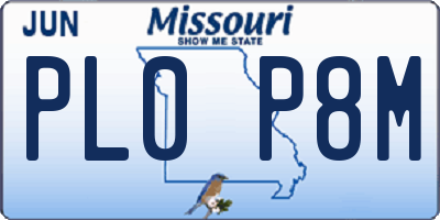 MO license plate PL0P8M
