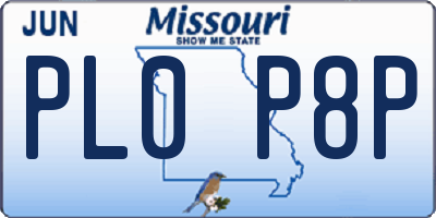 MO license plate PL0P8P