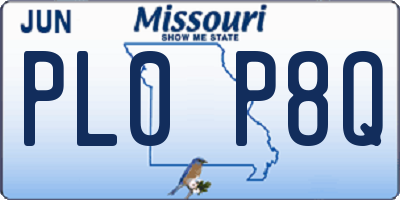 MO license plate PL0P8Q