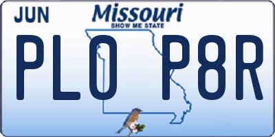 MO license plate PL0P8R