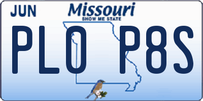 MO license plate PL0P8S