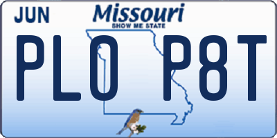 MO license plate PL0P8T