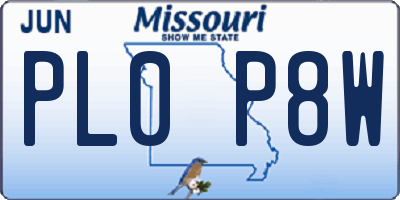 MO license plate PL0P8W