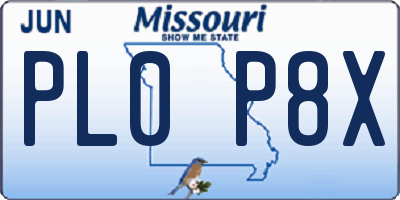 MO license plate PL0P8X