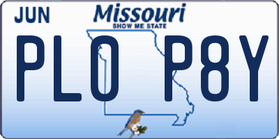 MO license plate PL0P8Y