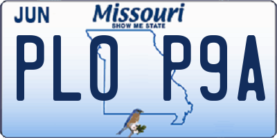 MO license plate PL0P9A