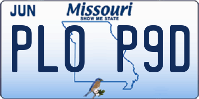 MO license plate PL0P9D