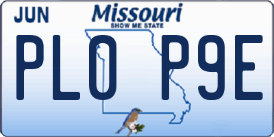 MO license plate PL0P9E