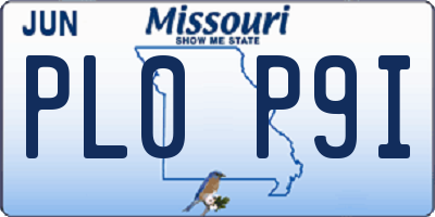 MO license plate PL0P9I