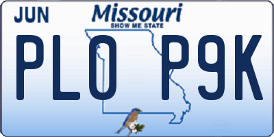 MO license plate PL0P9K