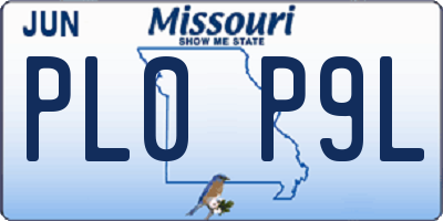 MO license plate PL0P9L
