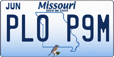 MO license plate PL0P9M