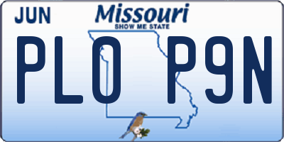 MO license plate PL0P9N