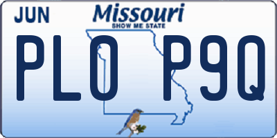 MO license plate PL0P9Q