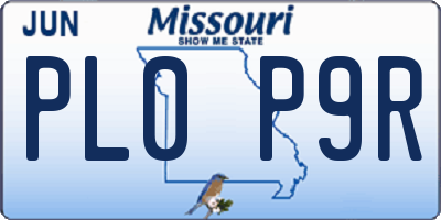 MO license plate PL0P9R