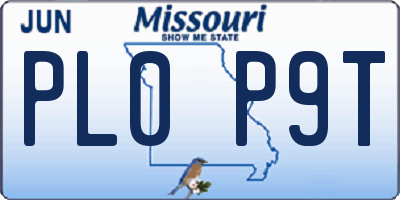 MO license plate PL0P9T