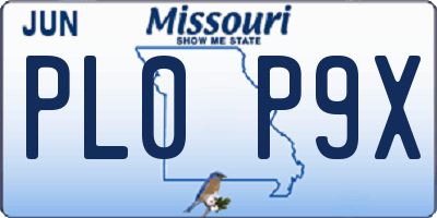 MO license plate PL0P9X