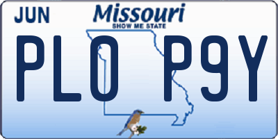 MO license plate PL0P9Y