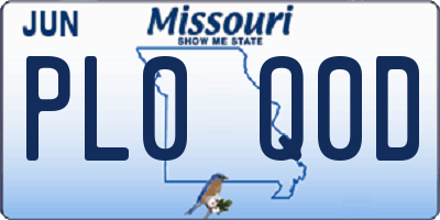 MO license plate PL0Q0D